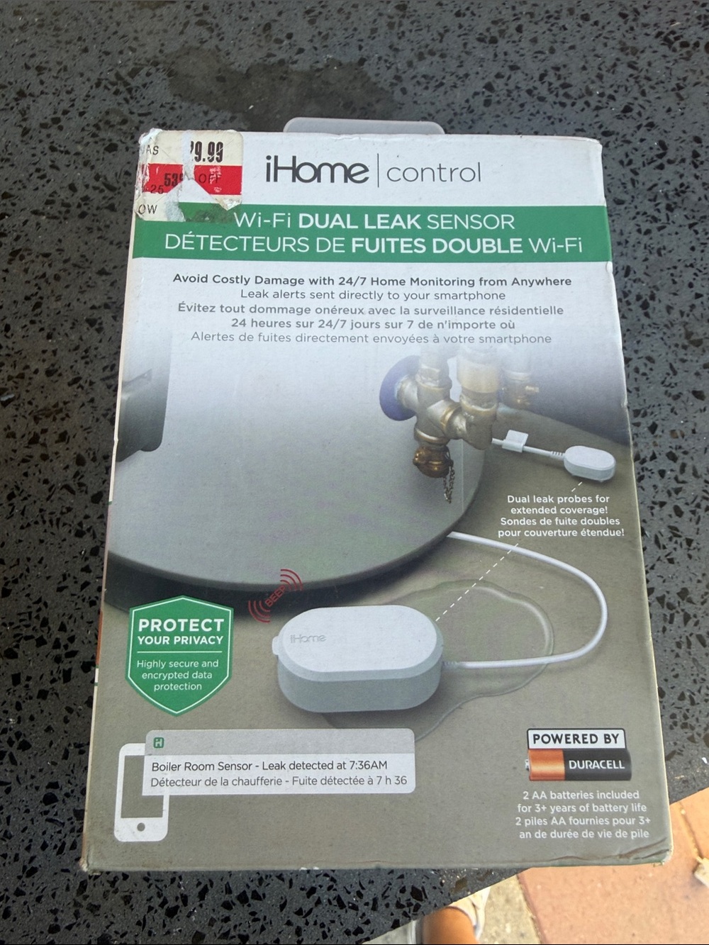 iHome Control Wi‑Fi Dual Leak Sensor - White